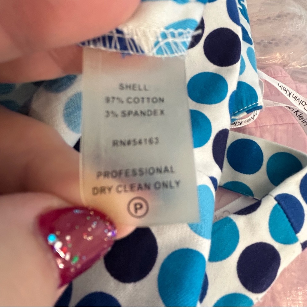 Calvin Klein white blue dot sleeveless dress Size 6 - Picture 9 of 11